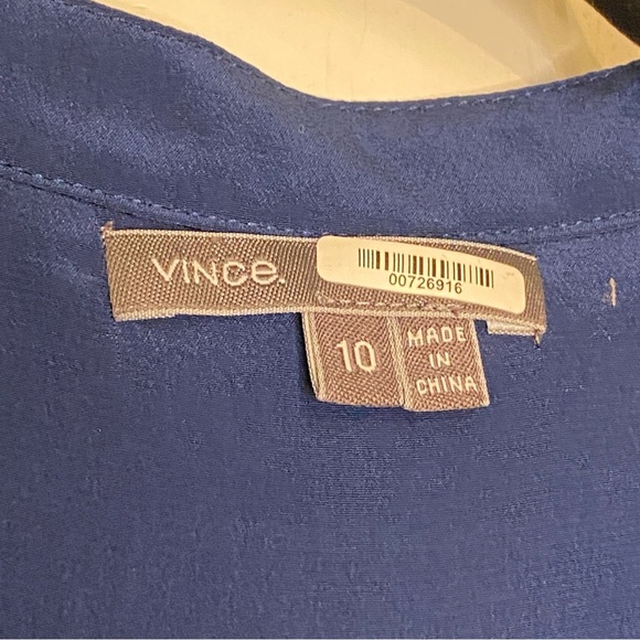 Vince Blue Silk Oversized Pocket Blouse Button Front Shirt Size 10 - Picture 10 of 12